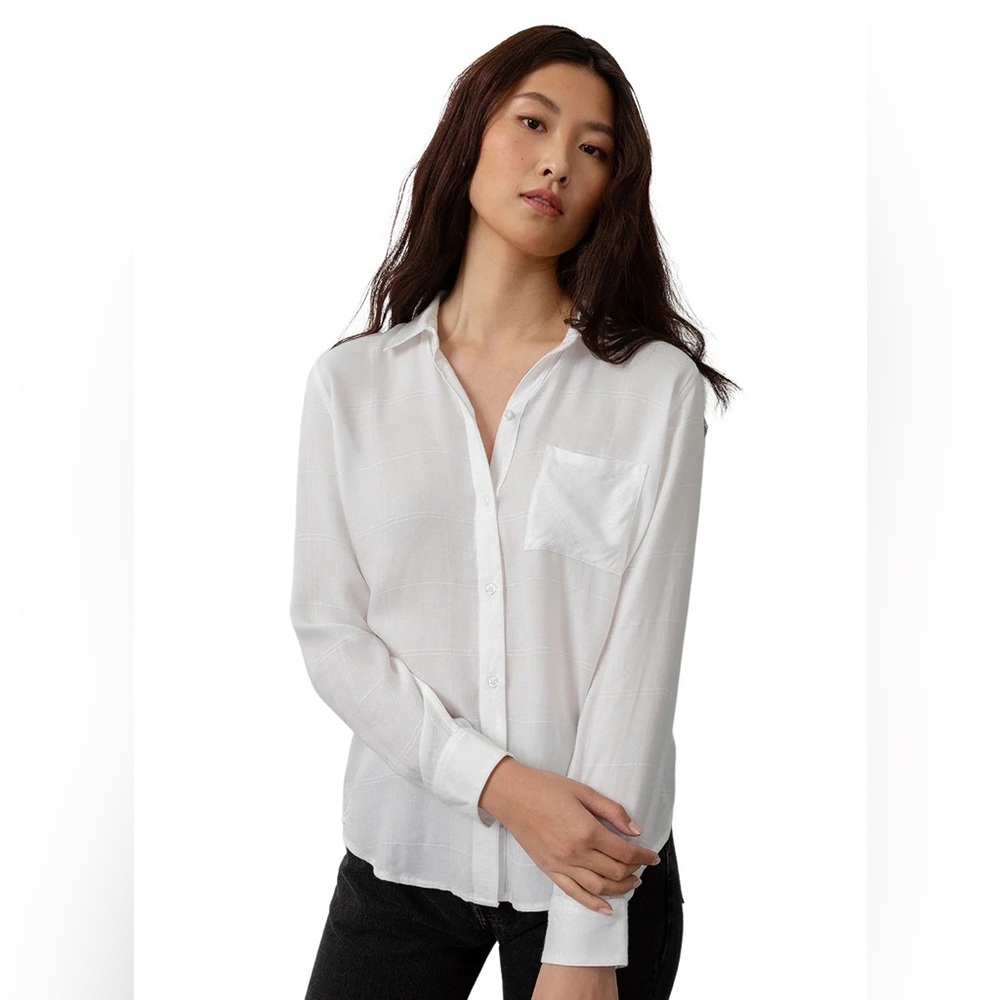 Rails Hunter Button-Up Shirt Ivory Check Size Medium EUC Rayon $188